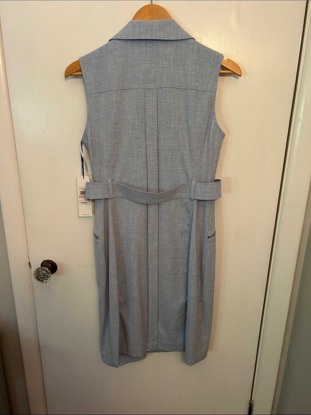 Calvin Klein Sleeveless Light Blue Zip-Front Midi Dress - Picture 2 of 4